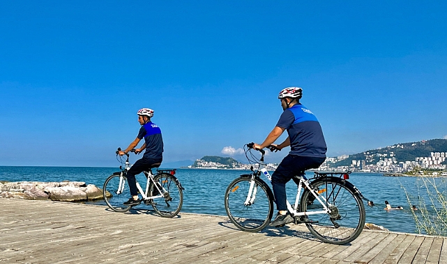 Giresun'da Bisikletli Zabıta Ekipleri Bisikletle Çevre Denetimi Yapıyor