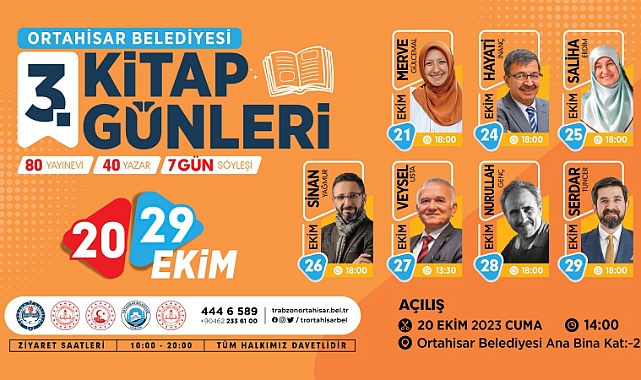 Ortahisar Belediyesi "3. Kitap Günleri" Cuma Günü Başlıyor